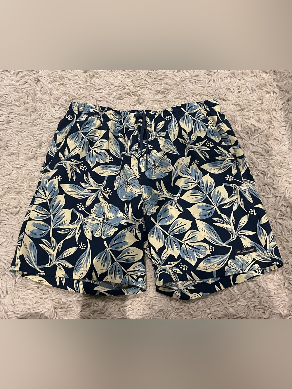 Columbia Navy Blue Floral Swim Trunks